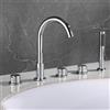 XJTNLB Miscelatore Vasca da Bagno Satinato Rubinetto Bordo Vasca 5 Fori Doppia Maniglia Miscelatore Doccia Acqua Fredda E Calda Regolabile