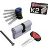 nextradeitalia 1 PZ CILINDRO SAGOMATO K2 3200-C SECUREMME OTT.NICH.SATIN CHIAVI 5 MM 90 30+60 MM+MM 30+60 NextradeItalia Mod.FERX.VIRWXEXIET