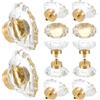 WADORN Set di 12 pomelli rotondi in cristallo di vetro, rotondi, vintage, decorativi, per cassetti, con viti, trasparenti, floreali, in cristallo dorato, per cucina, bagno, mobili, armadietti