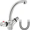awolsrgiop Miscelatore termostatico per lavabo, 20 - 50 °C, con 2 maniglie, controllo della temperatura ad alta precisione e protezione dalle scottature, beccuccio girevole a 360° in ottone per bagno