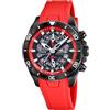 LOTUS Orologio Uomo Analogico in Gomma Rosso | Movimento al Quarzo, Cronografo, Calendario, Vetro Minerale ad Alta Resistenza, Impermeabile 10 ATM 18945/5 Vortex