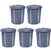 helit H2405783-5 - Bidone della spazzatura the big boy grigio, 5 pezzi | 55 litri, bidone con coperchio e maniglia per rifiuti e materiali riciclabili