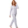 FREDDY Pigiama Donna Cotone Lungo Azzurro Rosa o Panna - Completo Notte