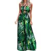 Generic Tuta estiva da donna bohémien, con scollo a V, senza maniche, con scollo a V, senza maniche, per l'estate, per la spiaggia, lungo, elegante, maxi abito