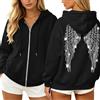 lozssnigzi Felpa Donna con Zip e Cappuccio, Motivo con Paillette, Angeli e Ali, Streetwear Y2K Angel Wings Hoodie a Maniche Lunghe, Stile Casual Chic per Autunno, Inverno