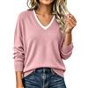 Ocnmig Maglione Donna Leggero a Maniche Lunghe Con Scollo A V Elegante Pullover | Maglione Per Donna Maglioni Cotone Donna Maglione Maglia Lana Maglioni Invernali Curvy