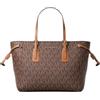 Michael Kors - Borsa a tracolla convertibile extra piccola della collezione Voyager, con logo e tracolla con catena, colore: Marrone