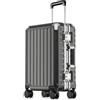 LUGGEX Valigia Rigida 55x40x20, Bagaglio Con Struttura In Alluminio | 100% PC Valigia senza Zip, Trolley Bagagli a Mano con 8 Ruotes, Chiusura a Combinazione, Nero