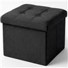 edihome, Pouf Contenitore Pieghevole con Coperchio in Tessuto (38x38x38 cm) - Panca Contenitore, Cassapanca da Interno, Baule, Poggiapiedi e Seduta (nero)
