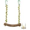 XALFST Giocattolo Altalena per Uccelli con Trespolo per Pappagalli, 1 pz Legno Naturale, Giochi per Pappagalli Appendibili che Riducono lo Stress e Stimolano il Movimento Intelligente