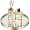 Hanobe Specchio Bagno Vanity Tray: Champagne Oro Profumo Organizer Moderno Vassoi decorativi Vassoi rotondi in legno per trucco Gioielli Comò Titolare per Tavolo Contatore Decor 12 pollici