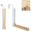 SVUPUE Appendiabiti Pieghevole da Porta, 2 PCS Ganci da Porta Appendiabiti, Bianco | Realizzato in Metallo e legno Appendiabiti da Porta Pieghevole, per Porte Spesse 2 cm, Per Appendere i capi di Abbigliamento