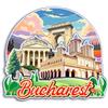 Quwsne Magnete da frigorifero Bucarest Romania magnete da frigorifero souvenir di viaggio città regali turistici 3D classici punti di riferimento artigianali fatti a mano decorazione della casa -3984