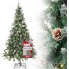 Huracan Albero di Natale artificiale, 120 cm, con illuminazione, bianco | Albero di Natale con effetto neve e supporto stabile, 200 rami, 15 pigne, 8 modalità di illuminazione per decorazione