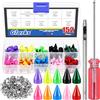 Glarks Set di 150 borchie colorate a cono, 14 mm, punk, a forma di proiettile, borchie e punte, rivetti in pelle e metallo, per artigianato in pelle, abbigliamento, scarpe, cinture, borse, collari per