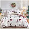 Tokokimo Copripiumino natalizio 240 x 260 con 2 federe 65 x 65 - motivo piccolo cervo rosso per Natale, set da letto 240 x 260 con cerniere, rosso e bianco