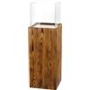 DECOKTIVO Colonna portacandela in legno e vetro, lanterna decorativa da pavimento, portacandela design per soggiorno, balcone e terrazza, finitura noce, altezza 80 cm