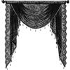 ESiiFuu Jorzer Mantovana a cascata con nappe di perline, 99 x 104 cm, stile vintage floreale, in pizzo nero, tende semi-velate per la privacy, stile gotico, per Halloween, camera da letto, tende in pizzo nero