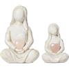 DN DECONATION DN Decorazione, statuine per madre e figlia, scultura mamma e figlia con 2 cuori rosa, statua di meditazione in resina bianca, per casa, scrivania, mensola, per donne, sorelle, 4 pezzi