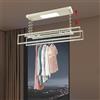 PattenlLevi Stendibiancheria da Soffitto di Carico di 35 kg, Lunghezza 130-215 cm, Stendibiancheria da soffitto riscaldantecon telecomando e illuminazione, Stendino con Design Salvaspazio (altezza 110 cm)