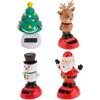 Obelunrp Figurine di danza solare 4pcs albero di Natale, cervo, santa e pupazzo di giocattoli da ballo solare 2.8x4.4in Dashboard decorativo animato Bobbleheads, regali di Natale, bobbleheads, giocattoli da b