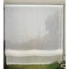 Vordesack Tenda a pacchetto effetto lino con bordo floreale, in tinta unita, con velcro, per soggiorno e cucina, colore bianco, 1 pezzo, altezza x larghezza 140 x 70 cm