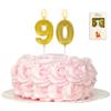 Kinsynko Candele per 90° compleanno, numero 90, decorazione per torta di compleanno per novant'anni