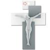 MEMORY SRL Crocifisso da parete moderno grigio bianco 17x12 (GRIGIO BIANCO)