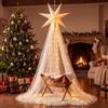 Pinkunn Grande presepe natalizio illuminato, set per decorazioni natalizie per | Mangiatoia in legno a forma di Gesù, con luci a LED a forma di stella, per prato, giardino, veranda, chiesa, festa di Natale