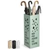 PALUPLUS Portaombrelli alto in metallo traforato con Scritta NON PUO' PIOVERE PER SEMPRE, misura 16x16x49 cm, cesta rettangolare con struttura resistente, per interni ed esterni -3049C -6 (Verde)