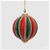 EDG Enzo De Gasperi Pallina di Natale in Velluto a Spicchi Ø10 cm Verde Rosso - Addobbo per Albero di Natale