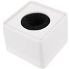 FUNOMOCYA Bianco Cubo Microfono Logo ABS per Intervista Professionale | Porta Microfono Cubo, Foro 3,9cm, Plastica ABS Rigida, Interno Cotone Regolabile