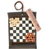 Alaskan MAKER - Set di scacchi e donne 2 in 1 - Tappeto in tela waxee arrotolabile - Pedine in legno - Cordino in pelle pieno fiore - Ideale per viaggiare e giocare ovunque (Kaki)