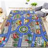 Capslpad Tappeto per auto per bambini, 150 x 200 cm, antiscivolo, con mappa della città, tappeto da gioco interattivo, lavabile, creativo, educativo, per bambini e adolescenti, decorazione per la