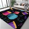 Generico Tappeto Per Soggiorno Lavabile In Lavatrice, Antiscivolo Minimalismo Note Musicali Batteria Per Camera Da Letto - Sala Da Pranzo (Nero,160 x 230 cm)
