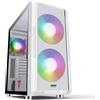 Modecom Case per computer MODECOM VOLCANO AMIRANI ARGB, colore bianco, formato Midi-Tower, dotato di 2 ventole da 200 mm e 1 ventola da 120 mm, pannello laterale in vetro temperato, pannello frontale a rete, compatibile con schede madri E-ATX