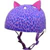 Krash C-Preme Krash FS Casco Ragazzi Leopard Kitty 54-58 cm 8-14 Anni | Casco multisport con regolazione a rotella, orecchie da gatto 3D e fantasia leopardata rosa e viola, 54-58 cm