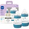 MAM Easy Start Anti-Colic - Set di 2 biberon (160 ml), particolarmente ben accettato, con valvola a fondo contro coliche e tettarelle, misura 1, 0 mesi, colore: Blu