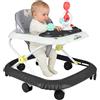 Supfine 2 in 1 Girarrosto bambino con 5 altezze regolabili, girello pieghevole Bebe con vassoio di attività musicale rimovibile, da 6 a 18 mesi, fino a 12 kg (67 x 72 x 92 cm, nero)