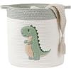 YFNHOME Grande Cesto Portabiancheria, Cesta Portagiochi Bambini maschi, Dinosauro | Cesto per Coperte Soggiorno 36 × 36 cm, Portagiochi in Corda di Cotone per Peluche, Cesto Portabiancheria per Cameretta
