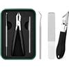JADUFHU Eagle Beak,Tagliaunghie Obliquo Nero,Lima Nano e Pulisci Unghie | Set da 3: Tagliaunghie Obliquo Nero, Ampia Apertura Anti-spruzzo, Lima Nano, Pulisci Unghie, per Unghie Spesse e Incarnite