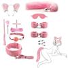 Generic Kit di restrizione bondaged da 12 pezzi, BDSM Set di attrezzature per adulti giocattoli anale coda orecchie di gatto giocattoli sessuali per coppia rosa