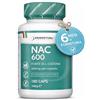Perpetual Nutrition NAC - 180 CAPSULE [ANTIOSSIDANTE - MUCOLITICO] N-Acetil-Cisteina - Integratore Alimentare, Utile nella Sintesi del Glutatione - Nac 600-6 Mesi di Fornitura