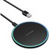 SEASJHBAY Caricatore wireless 15 W Qi, Wireless Charger per iPhone Samsung | Caricabatterie wireless Qi, compatibile con Samsung Galaxy e iPhone, ricarica stabile con design compatto e sicuro