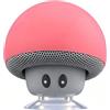 Longben Mini altoparlante fungo Bluetooth 5.3, ventosa impermeabile, supporto cellulare, ricarica Type-C per bagno e ambiente domestico, Rosso