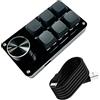 EQULIUS Tastiera programmabile a 6 tasti, tastiera macro Swap con manopola, mini tastiera portatile con manopola, USB, RGB, tastiera multifunzione fai da te, compatibile con Mac OS, Windows (nero)