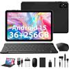 Generic Tablet 10 Pollici Android 15 con Tastiera- 36GB RAM+ 256GB ROM(1TB TF), Octa-Core | WiFi 6 | 8000mAh | 1280 * 800 | 8MP+5MP | Widevine L1 | Bluetooth 5.0, Tablet in Offerta con Mouse - Nero