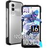 DOOGEENEXT Blade 20 X Android 16 Rugged Smartphone, 12GB+128GB/2TB (Argento) | 6.6 HD+IPS, 4G Telefono Indistruttibile, 16MP+8MP AI Fotocamera, 10300mAh Telefono Cellulare, Gemini AI/NFC/OTG/GPS/3 Slots