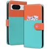Rnrieyta Miagon per Google Pixel 8 Cover,Custodia Cartone Cane Gatto Carino Portafoglio a Libro in PU Pelle Giuntato Flip Cover con Porta Carte Chiusura Magnetica Case,Blu
