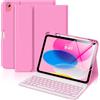 MoKo Custodia con Tastiera per iPad (A16) 11a/10a Gen 2025/2022, Peonía | per iPad 11 Pollici 2025, iPad 10,9 Pollici 2022 con Supporto per Matita, Tastiera Bluetooth Staccabile Multi-Angolo